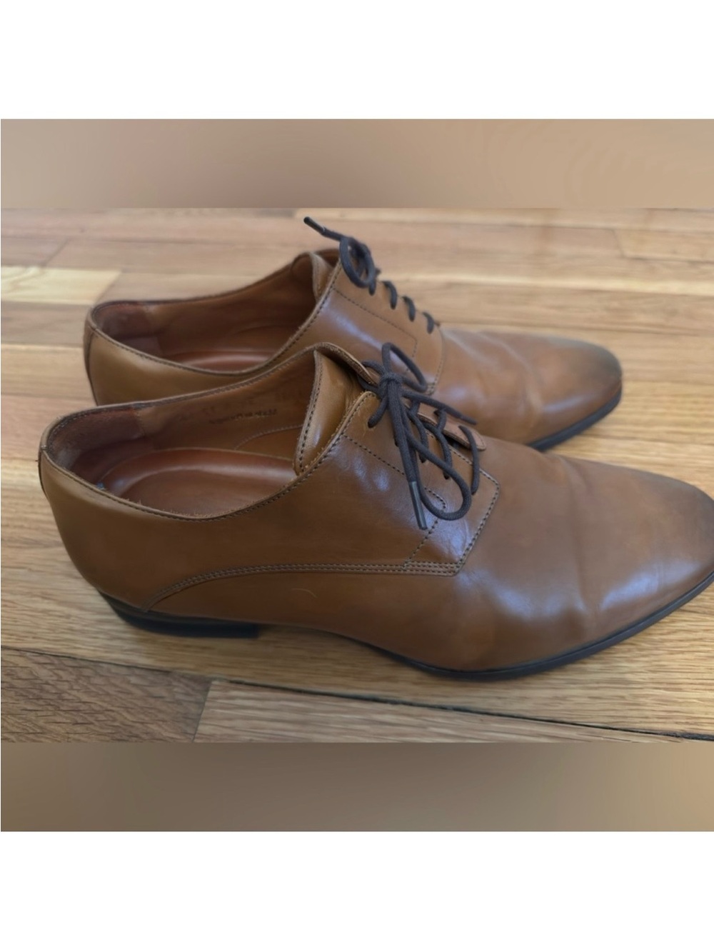 Wolf & Shepherd Men's Classic Tan Brown Leather Derby Lace-Up Shoes Sz 9.5